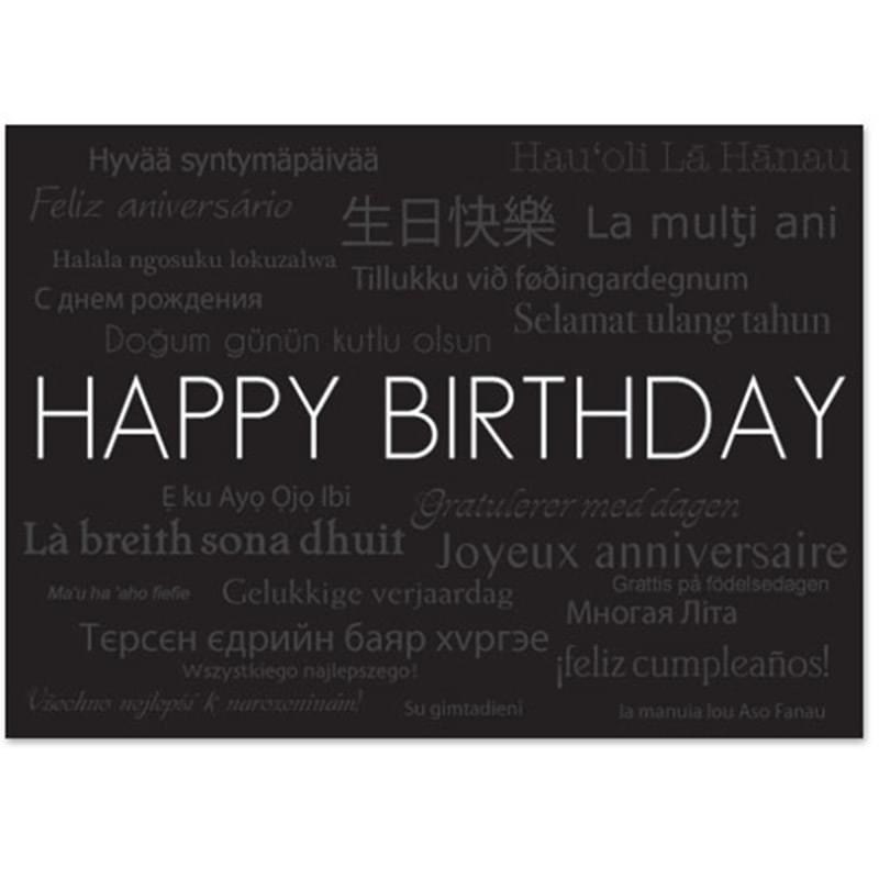 Horizontal Black Happy Birthday Everyday Greeting Card (5"x7")