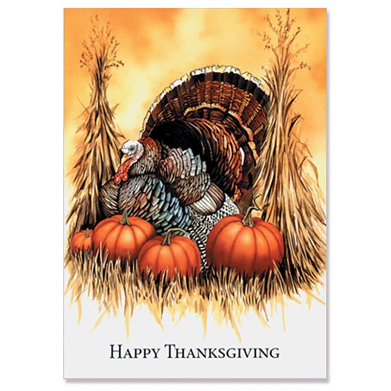 Classic Thanksgiving Turkey & Pumpkin Holiday Greeting Card