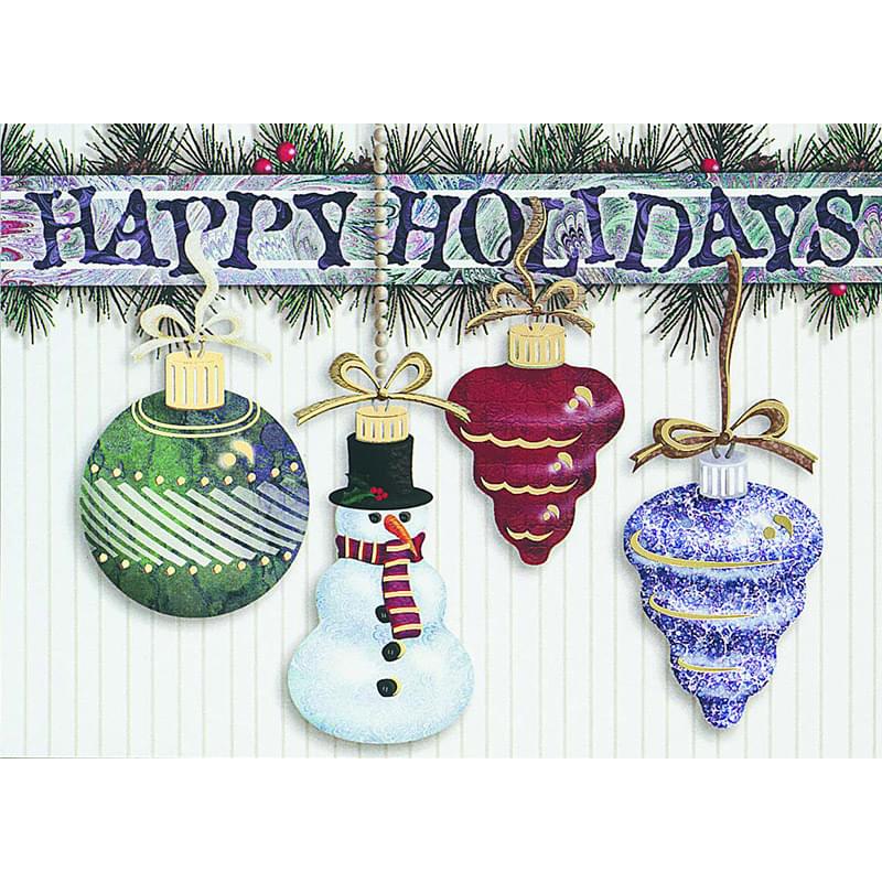 Classic-Hanging Ornaments Holiday Greeting Card