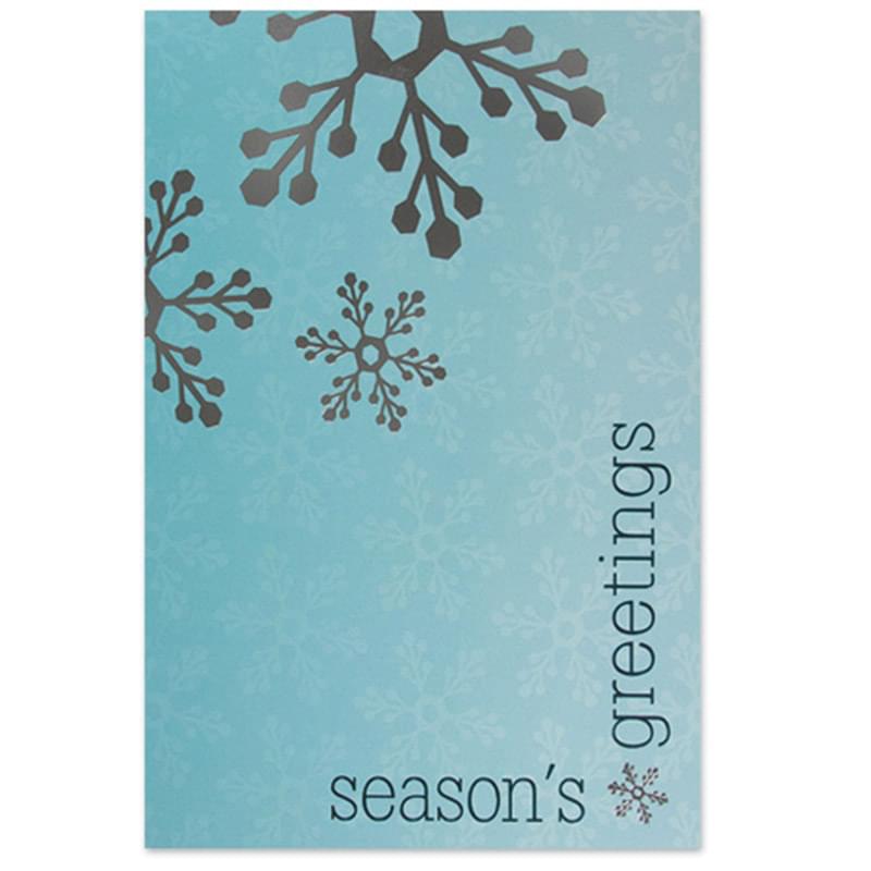 Classic-Season's Greetings Blue & Silver Holiday Greeting Card