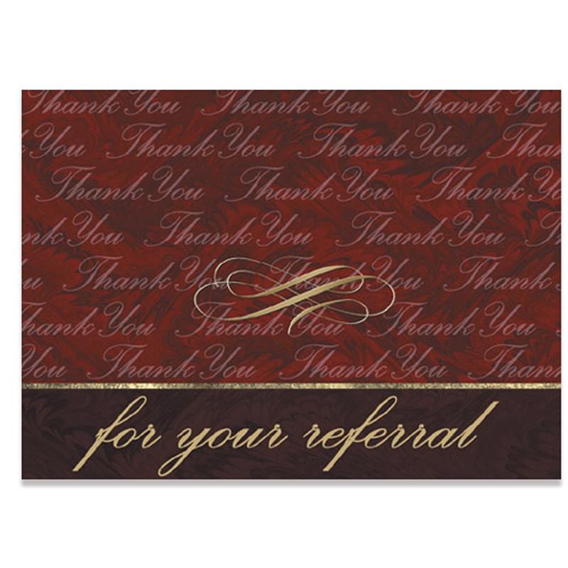 Red Thank You For Your Referral Everyday Blank Note Card (3 1/2"x5")