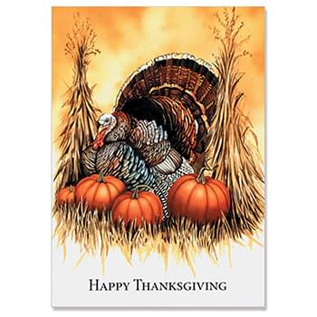 Classic Thanksgiving Turkey & Pumpkin Holiday Greeting Card