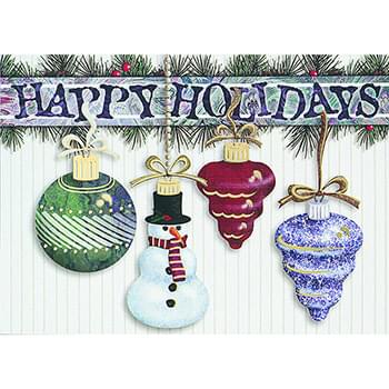 Classic-Hanging Ornaments Holiday Greeting Card