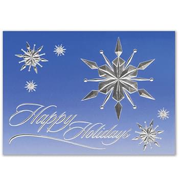Classic-Raised Relief Snowflakes on Blue Sky Holiday Greeting Card (5"x7")