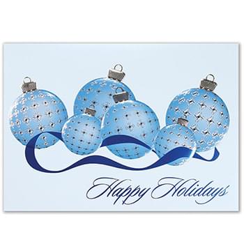 Classic-Raised Blue/ Silver Ornament Holiday Greeting Card