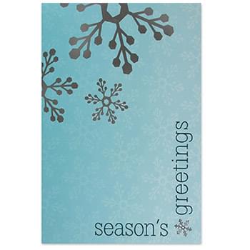 Classic-Season's Greetings Blue & Silver Holiday Greeting Card