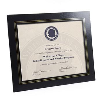 Deluxe Wrapped Edge Certificate Frame for 8 1/2"x11" Certificate