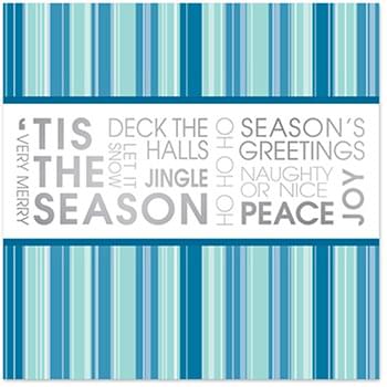 Classic-Blue & Silver Stripes Holiday Greeting Card