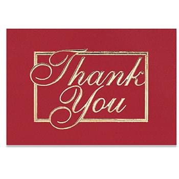 Red & Gold Thank You Everyday Business Note Card (3 1/2"x5")