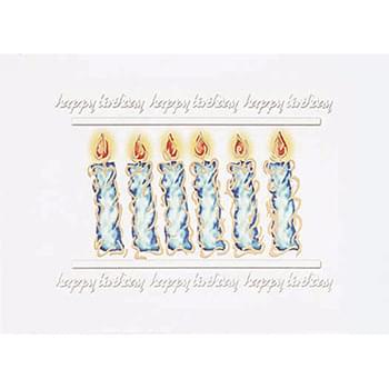 White Happy Birthday Blue Candles Everyday Greeting Card (5"x7")