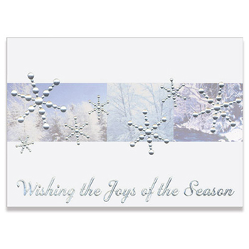 Silver Snowflakes in Forest Holiday Greeting Card - Classic (5"x7")