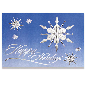 Raised Relief Snowflakes on Blue Sky Holiday Greeting Card (5"x7")
