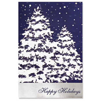 Snow Covered Trees Happy Holidays Greeting Card (5"x7")