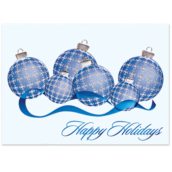 Raised Blue/ Silver Plaid Ornament Holiday Greeting Card (5"x7")