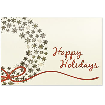 Happy Holidays Wreath Cream & Gold Holiday Greeting Card (5"x7")