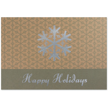 Happy Holidays Snowflake Green & Silver Holiday Greeting Card (5"x7")