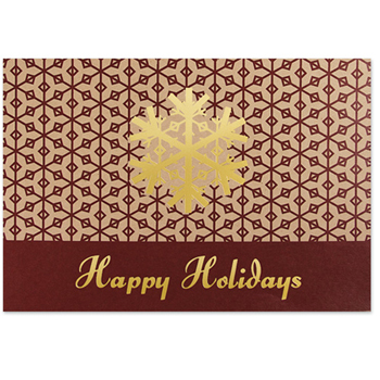 Happy Holidays Snowflake Burgundy & Gold Holiday Greeting Card (5"x7")