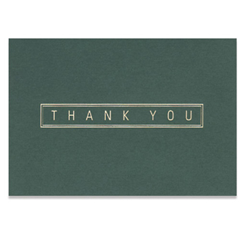 Green & Gold Thank You Everyday Blank Note Card (3 1/2"x5")