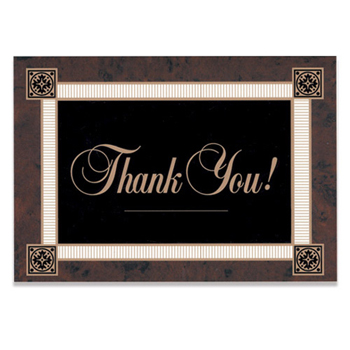 Brown Border Thank You Everyday Blank Note Card (3 1/2"x5")